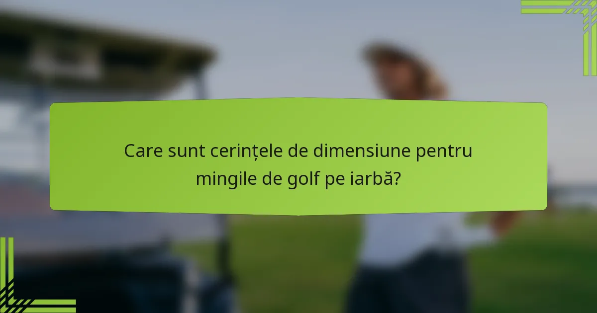 Care sunt cerințele de dimensiune pentru mingile de golf pe iarbă?