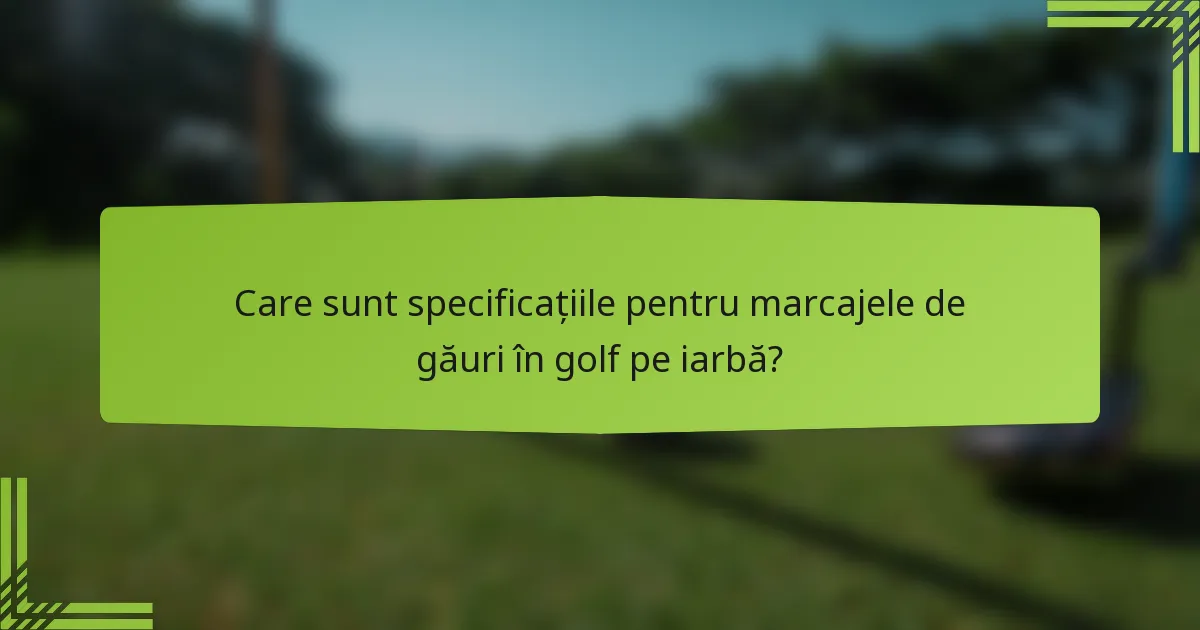 Care sunt specificațiile pentru marcajele de găuri în golf pe iarbă?