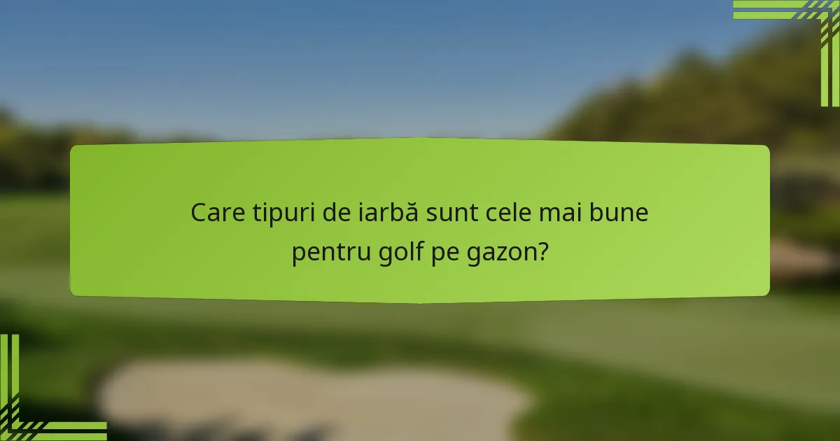 Care tipuri de iarbă sunt cele mai bune pentru golf pe gazon?