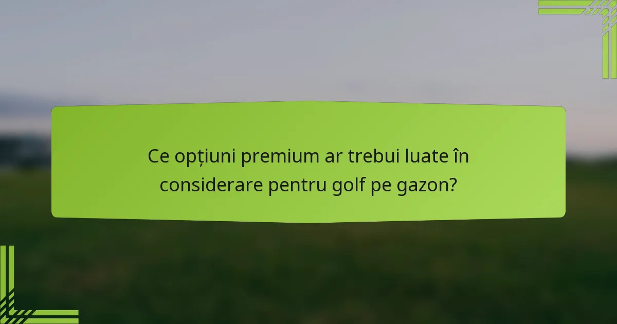 Ce opțiuni premium ar trebui luate în considerare pentru golf pe gazon?