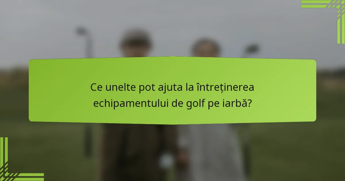 Ce unelte pot ajuta la întreținerea echipamentului de golf pe iarbă?