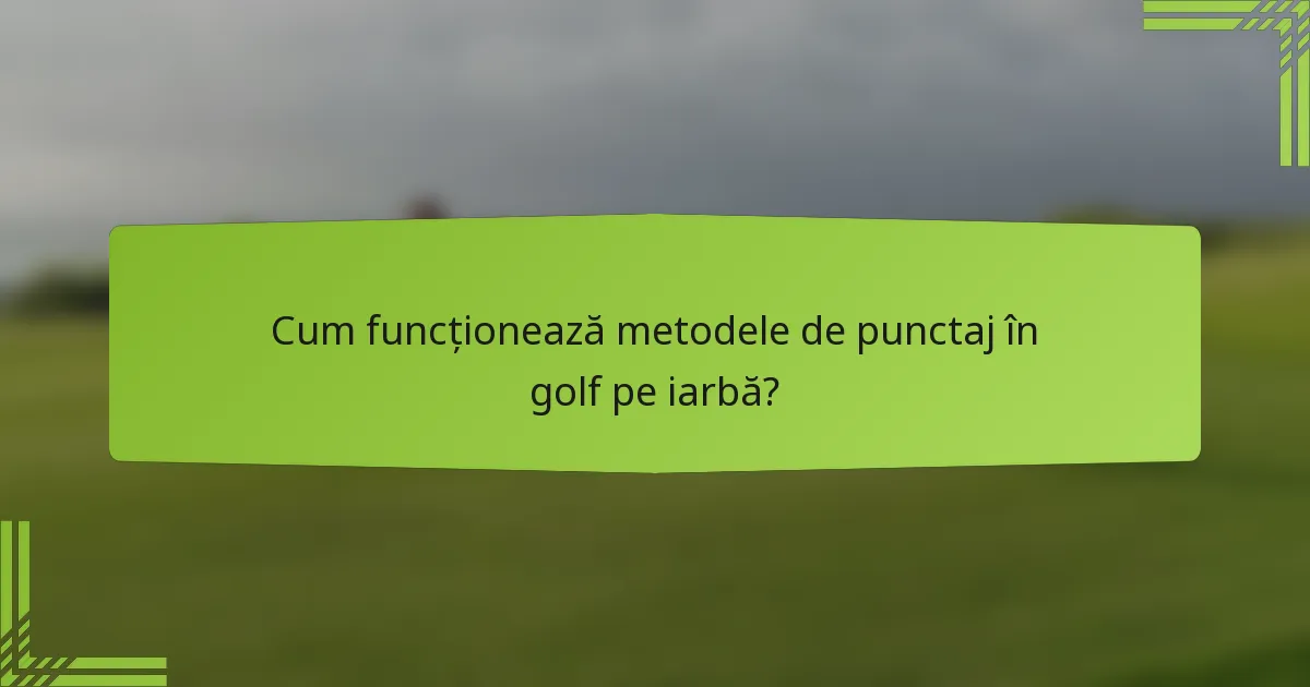 Cum funcționează metodele de punctaj în golf pe iarbă?